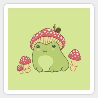 Frog in a Mushroom Hat and His Good Friend, the Snail Sticker